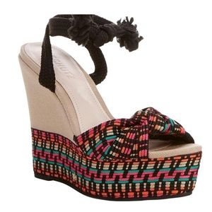 Schutz Deluna Ankle Tie Espadrille Wedge Sandals